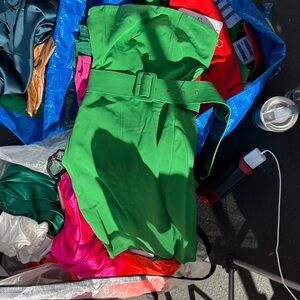 Green Strapless Dress with Belt